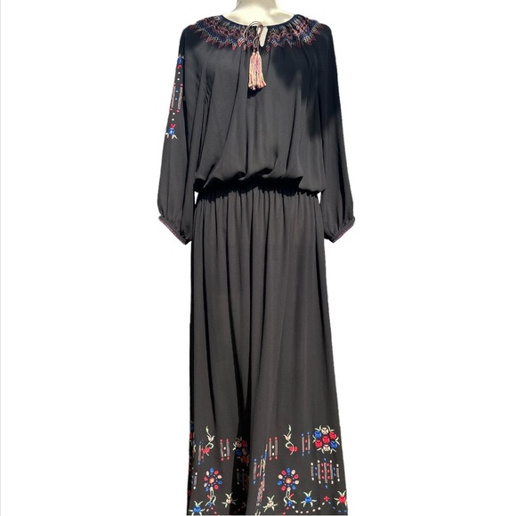 THE GREAT Long Black Embroidered Dress - Picture 7 of 13